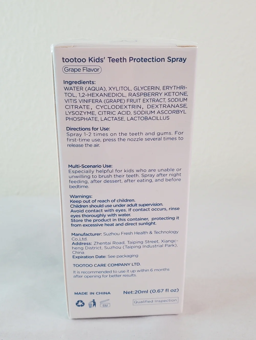 TooToo Kids Oral Spray - Teeth Protection With Xylitol GRAPE 20ML (.067 fl oz)